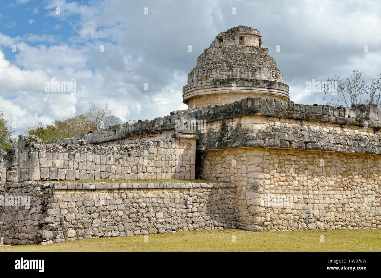 El Caracol, observatoire, historique ville maya de Chichen Itza, pistes, Yucatan, Mexique Banque D'Images