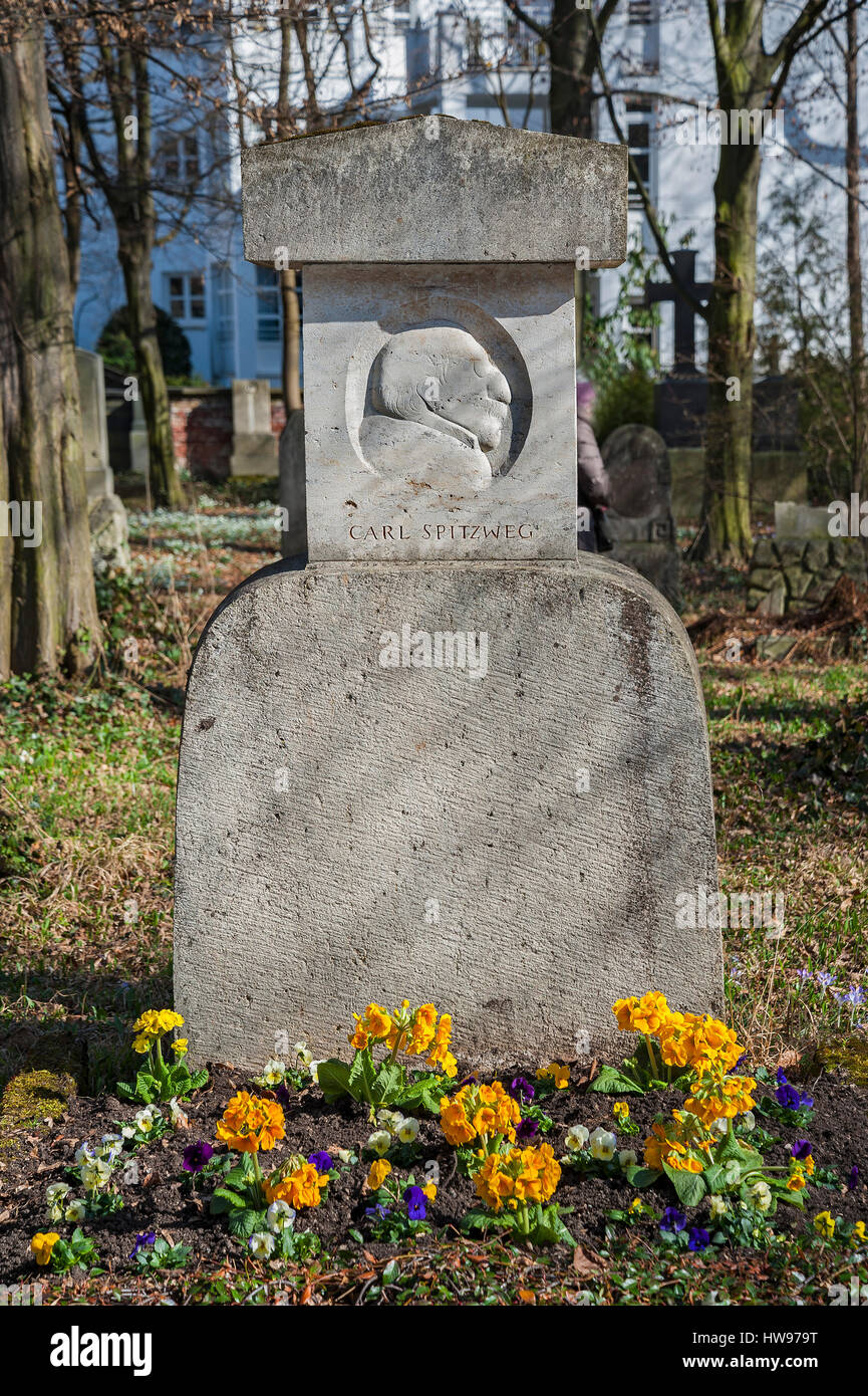 Tombe de Franz Carl Spitzweg, 1808-1885, Südfriedhof, Munich, Bavière, Allemagne Banque D'Images