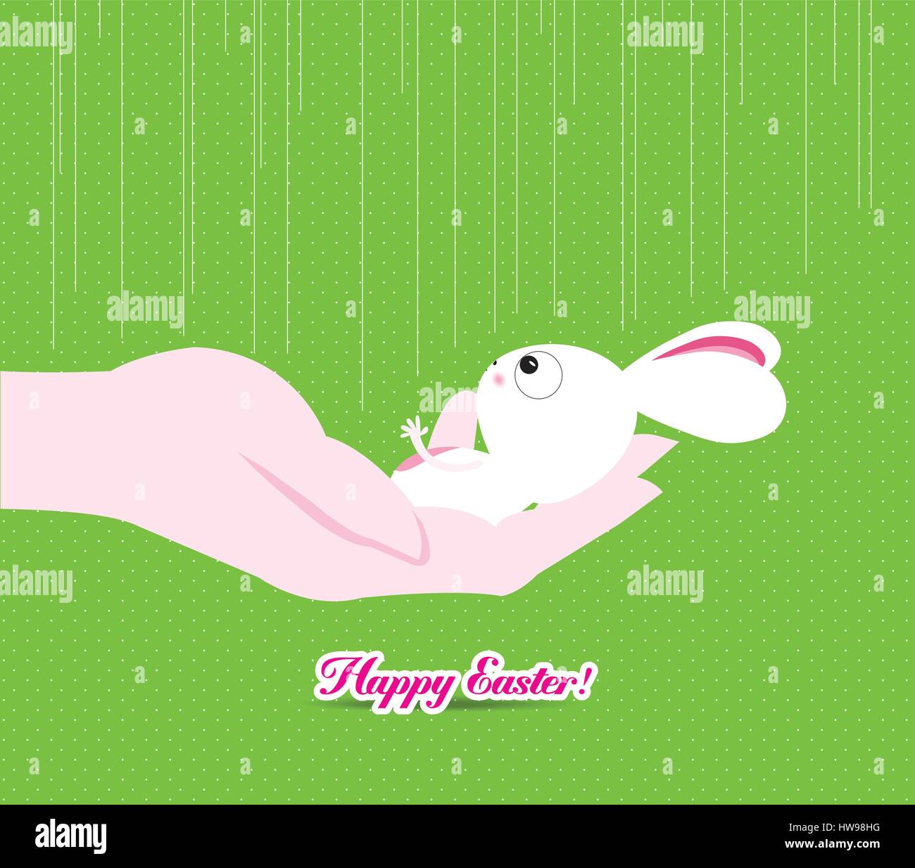 Joyeuses pâques main tenant une petite bunny Illustration de Vecteur
