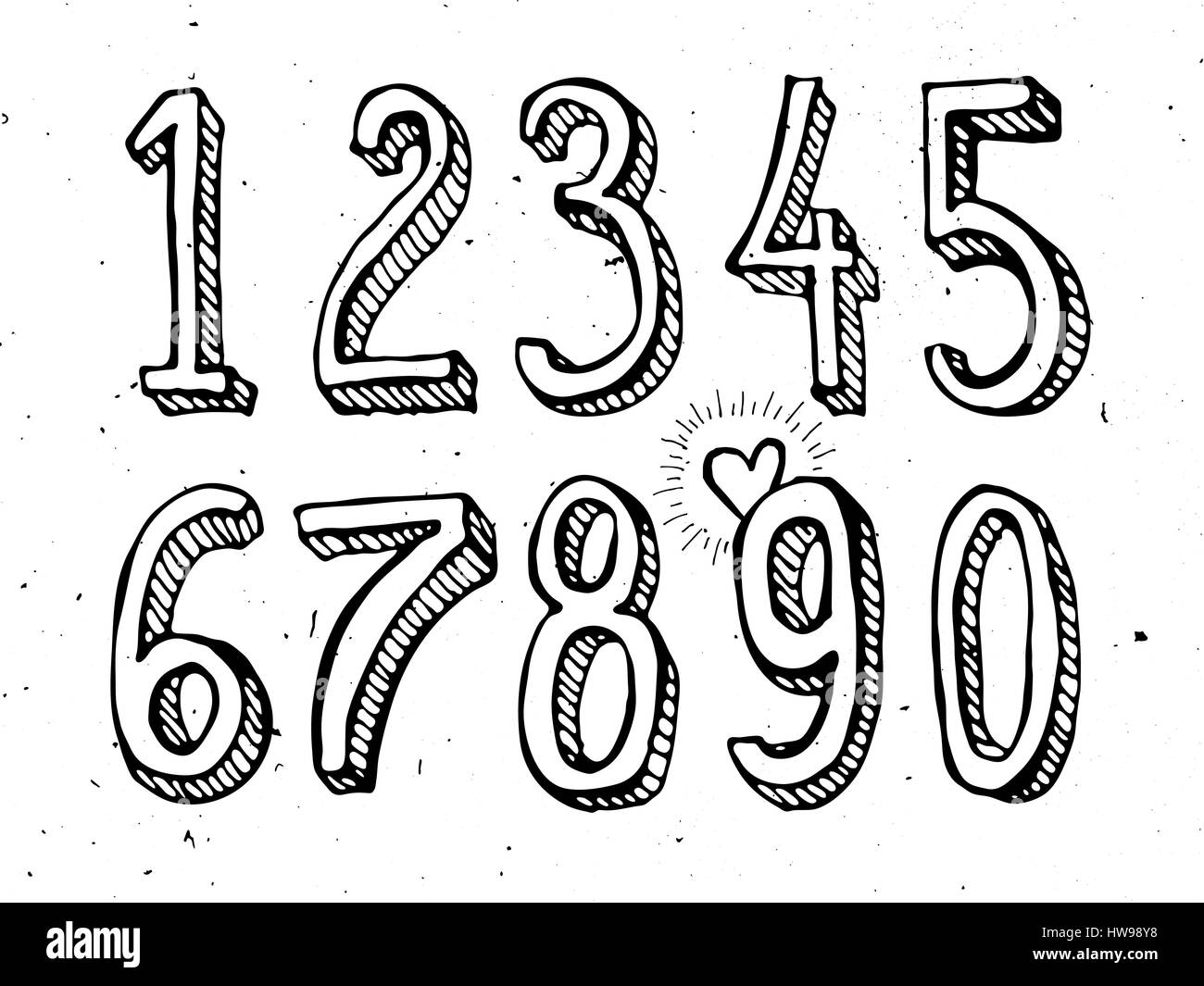 Hand drawn vector nombre isolé sur fond blanc style croquis Illustration de Vecteur