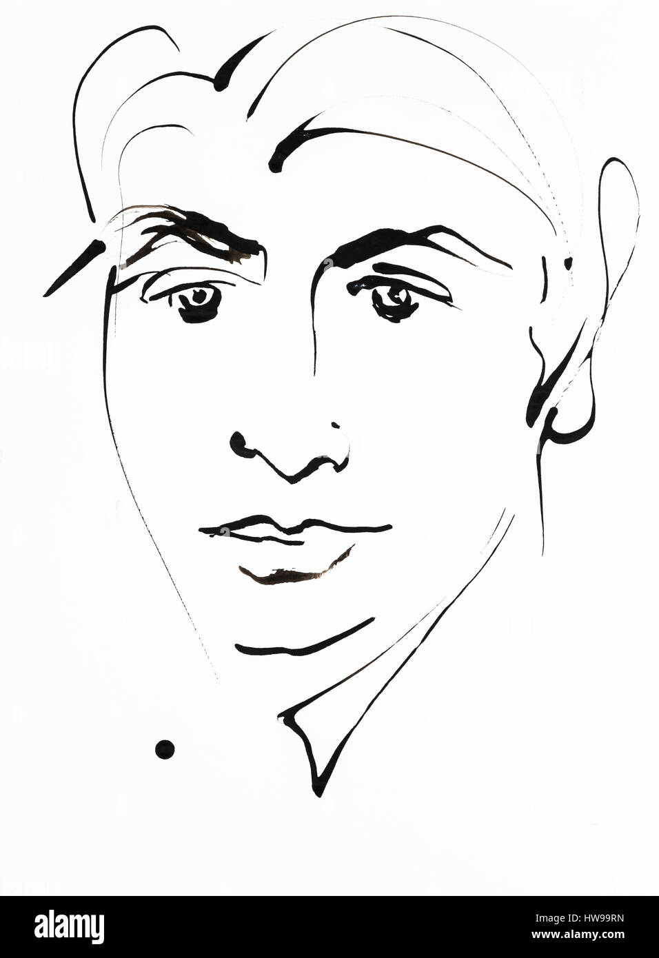 Portrait de Roland Barthes (1915-1980), Ecrivain, critique littéraire et semiologue francais - illustration de l'Ewa Ewa KLOS KLOS ©/Opale Banque D'Images