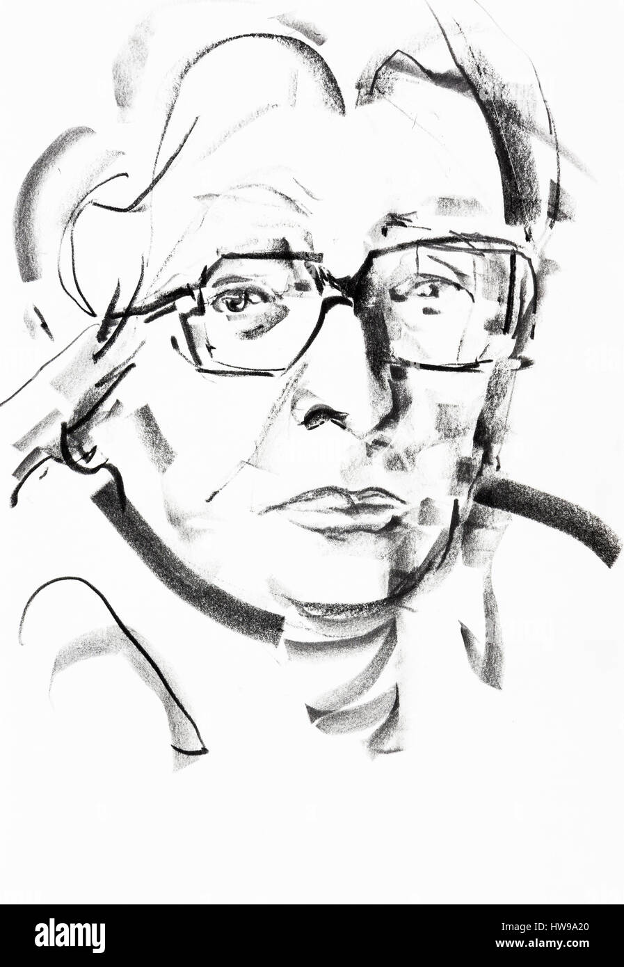 Portrait de Marguerite Duras (1914-1996), femme de lettres, dramaturge et realizatrice, romanciere francaise - illustration de l'Ewa Ewa KLOS KLOS ©/Opal Banque D'Images