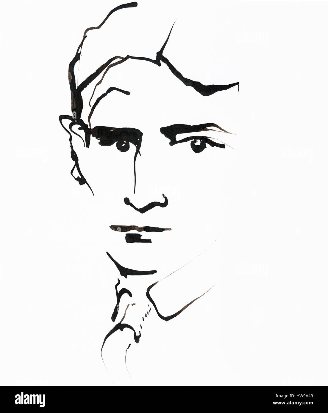 Portrait de Franz Kafka (1883-1924), tchèque, Ecrivain de langue allemande - illustration de l'Ewa Ewa KLOS KLOS ©/Opale Banque D'Images