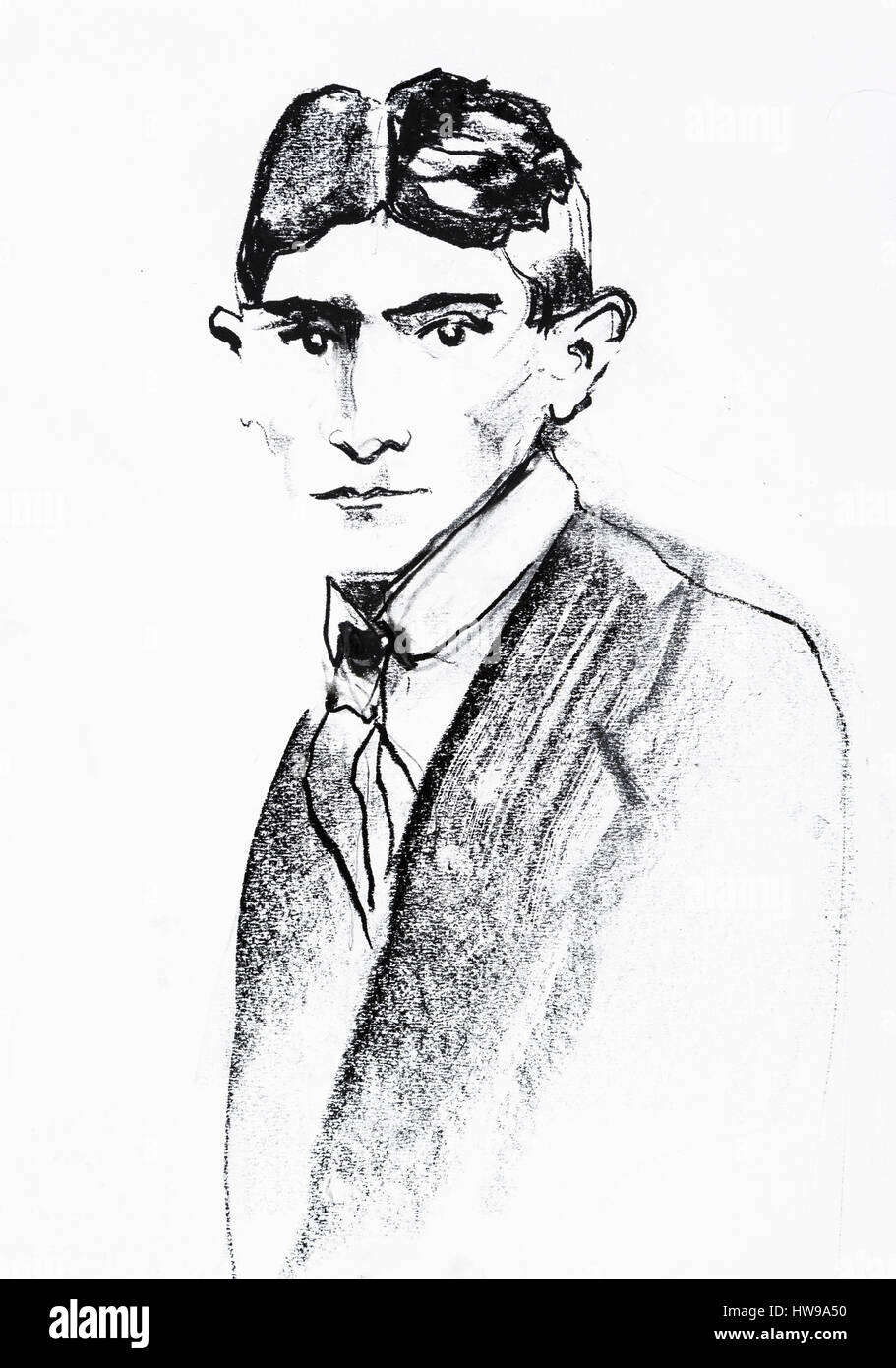 Portrait de Franz Kafka (1883-1924), tchèque, Ecrivain de langue allemande - illustration de l'Ewa Ewa KLOS KLOS ©/Opale Banque D'Images