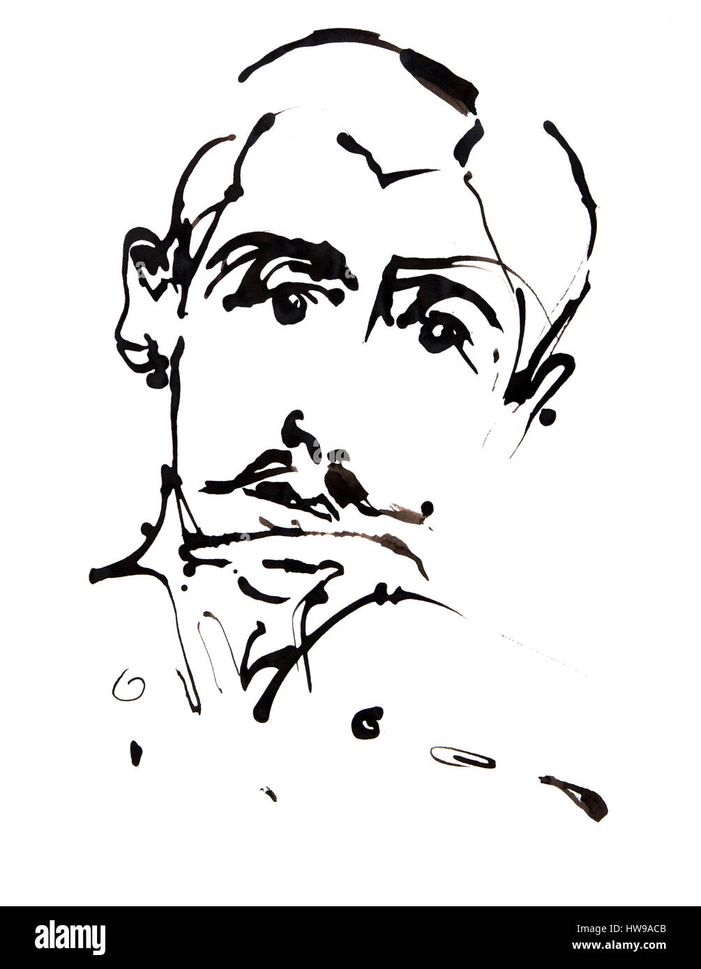 Portrait de Marcel Proust (1871-1922) , illustration d'Ewa Ewa KLOS KLOS ©/Opale Banque D'Images