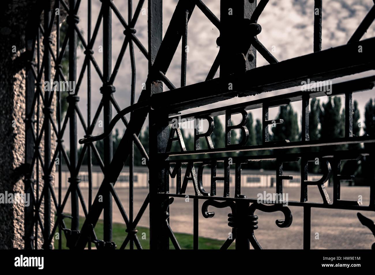 Camp de concentration de Dachau fence Banque D'Images