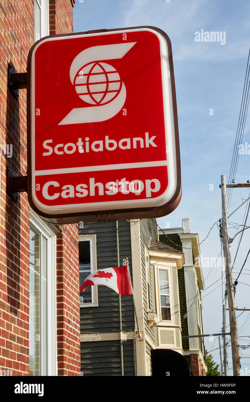 La Banque Scotia, Scotia Bank, cashstop signe, Annapolis Royal, Nouvelle-Écosse, Canada Banque D'Images La Banque Scotia, Scotia Bank, cashstop signe, Annapolis Royal, Nouvelle-Écosse, Canada Banque D'Images