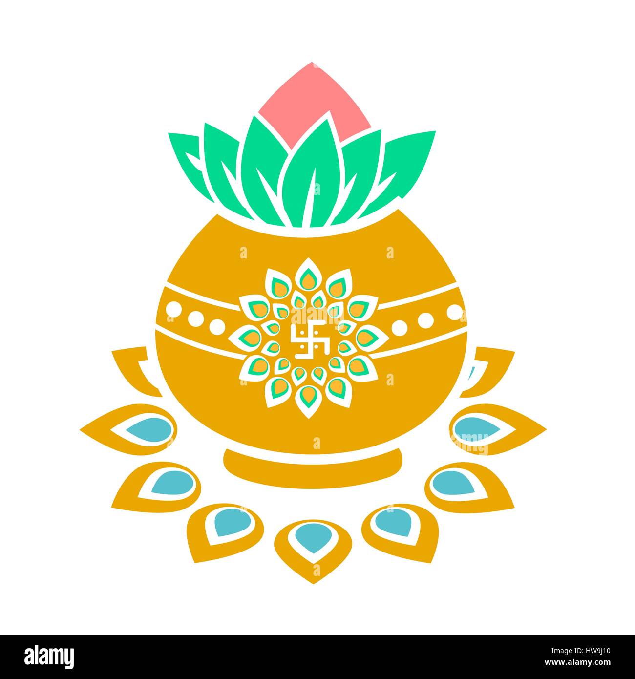 Or l'icône pot - ugadi . Icône dans le style linéaire Illustration de Vecteur