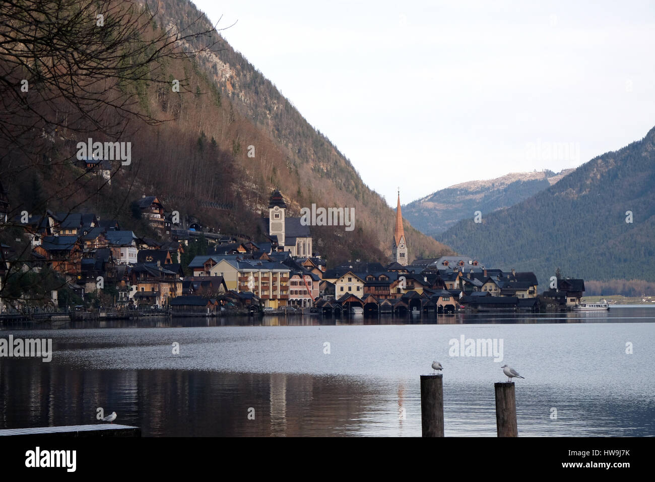 Hallstatt, village de Salzkammergut Autriche , c'est un patrimoine de l'UNESCO sur 13 Décembre 09, 2014 à Hallstatt, Autriche. Banque D'Images