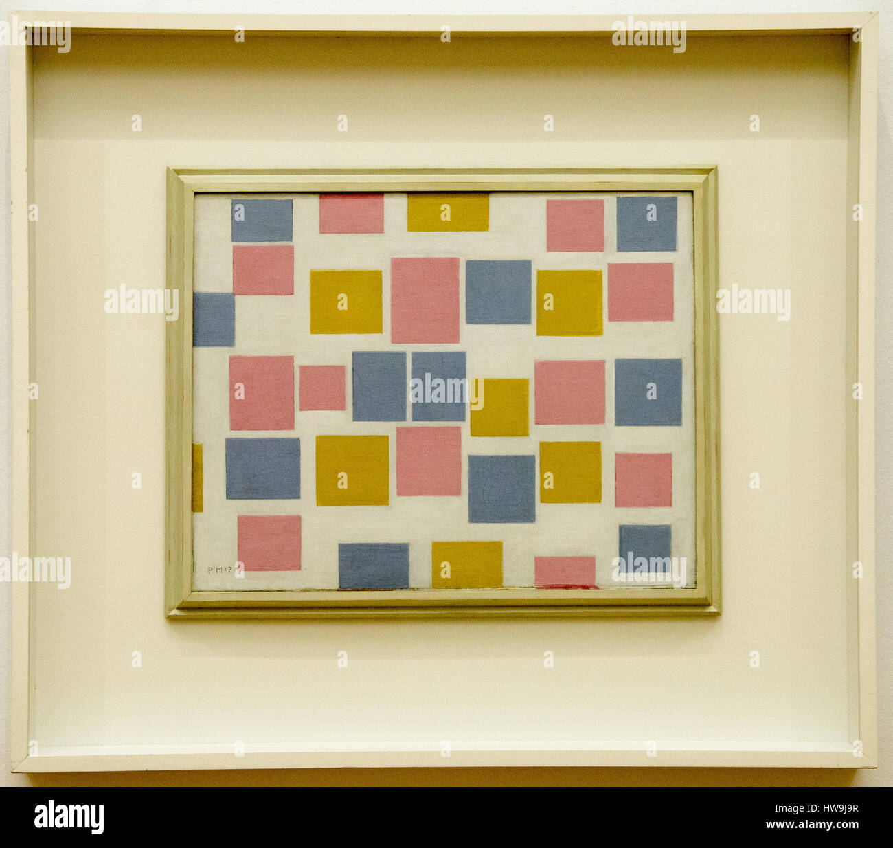 "Composition nr. Avec 3 plans couleurs' de peintre hollandais Piet Mondrian Banque D'Images