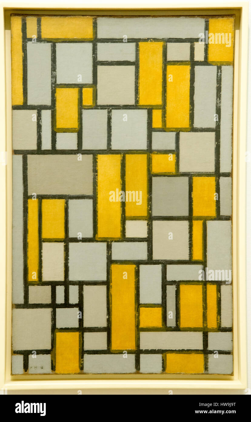 "Composition avec grille 1" du peintre hollandais Piet Mondrian Banque D'Images