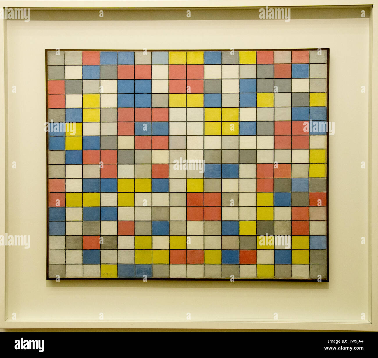 "Composition avec grille 9' de peintre hollandais Piet Mondrian Banque D'Images