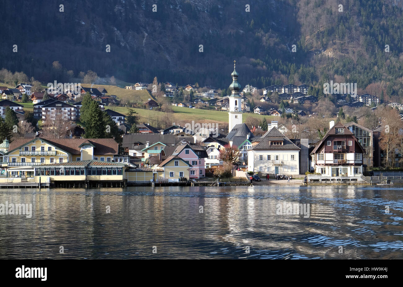 Sankt-gilgen sur Wolfgang Voir le lac, Autriche, le 14 décembre 2014. Banque D'Images