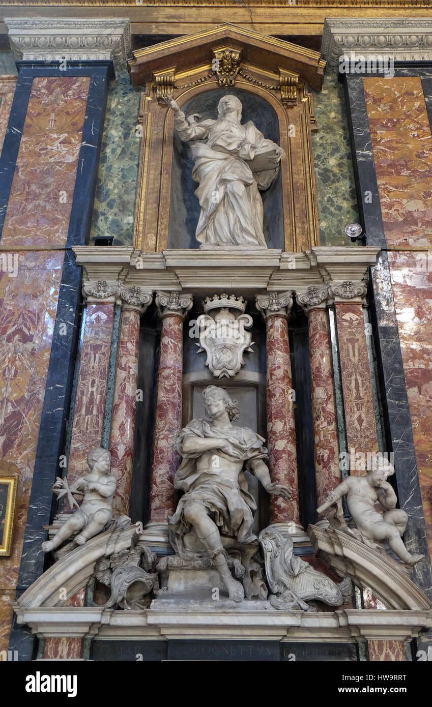 Monuments funéraires dans l'église Gesù e Maria à Rome, Italie le 02 septembre 2016. Banque D'Images