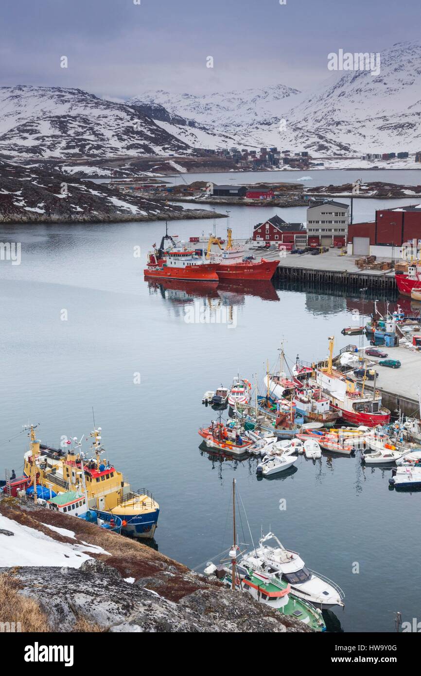 Le Groenland, Nuuk, port de commerce Banque D'Images