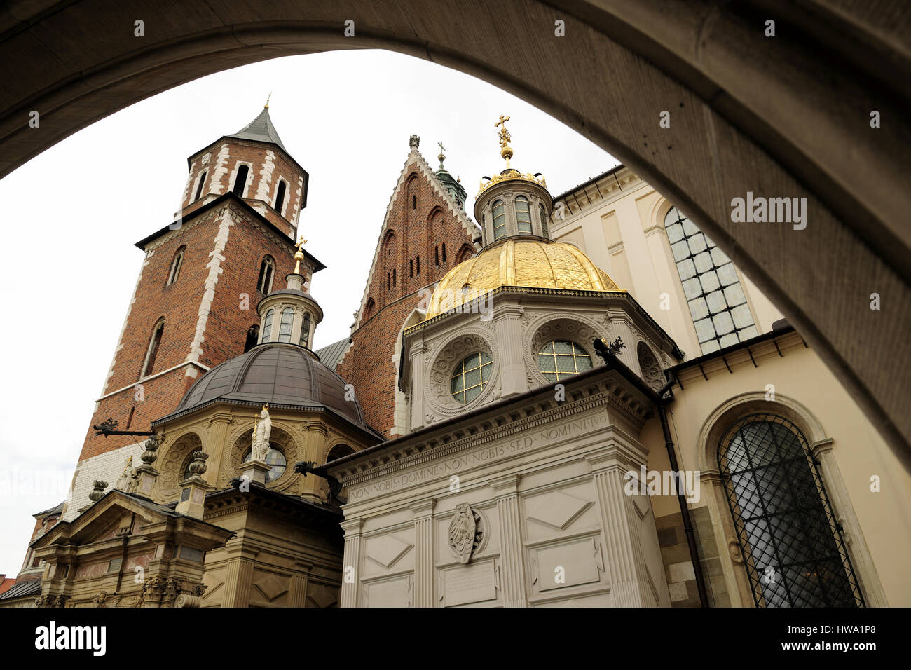 Le château de Wawel, la cour Renaissance à arcades au centre de Château Royal de Wawel à Cracovie, Pologne, la cathédrale de Wawel, l'UNESCO Banque D'Images