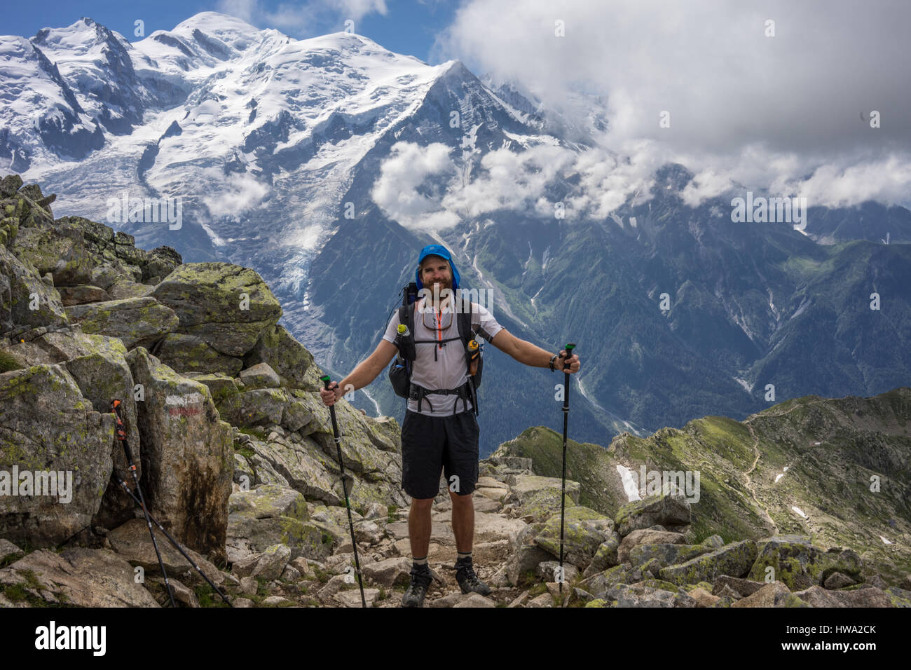 Haut dans le ciel du Mont Blanc trek Banque D'Images