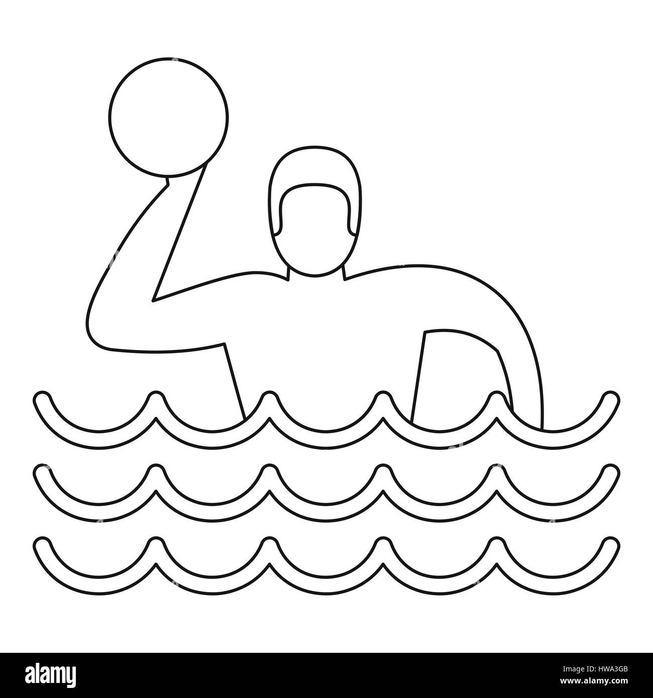 Joueur de water-polo, l'icône de style simple. Illustration de Vecteur