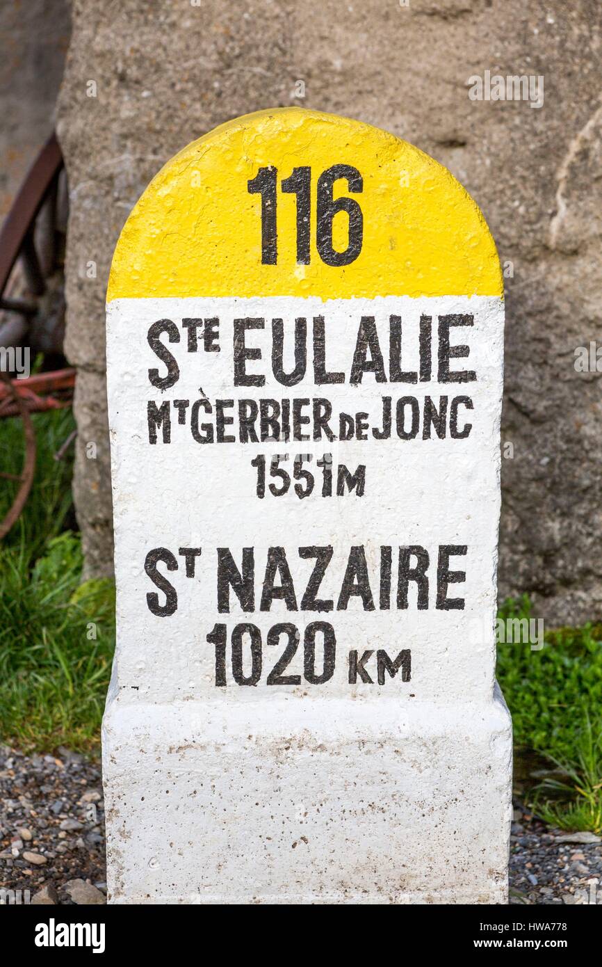 La France, l'Ardèche, Monts d'Ardèche Parc Naturel Régional, le Mont Gerbier de jonc, source de la Loire, dans la ferme de la Loire (La Loire's Farm) Banque D'Images