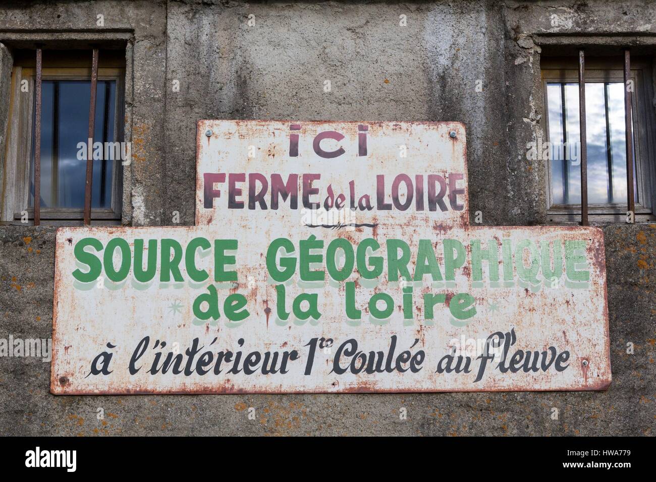 La France, l'Ardèche, Monts d'Ardèche Parc Naturel Régional, le Mont Gerbier de jonc, source de la Loire, dans la ferme de la Loire (La Loire's Farm) Banque D'Images