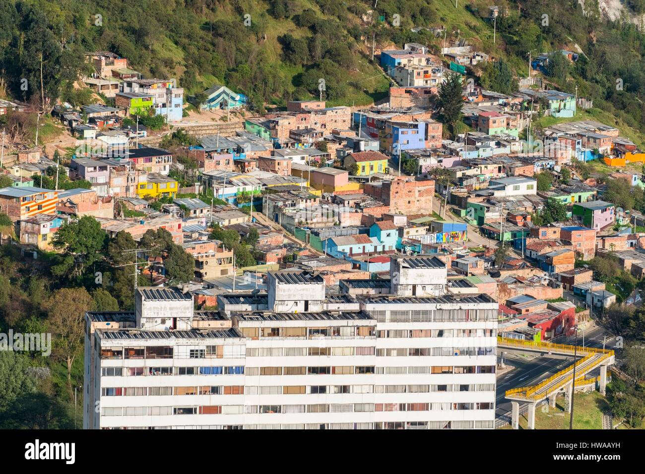 Le département de Cundinamarca, en Colombie, Bogota, district de Centro, vue générale de la ville de la Torre Colpatria, slum Banque D'Images