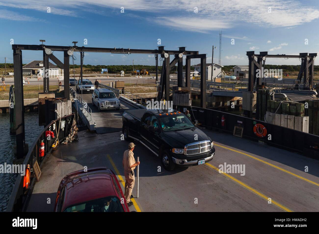 United States, North Carolina, Cape Hatteras National, Saeshore à bord du ferry de Ocracoke Island à Hatteras Island Banque D'Images