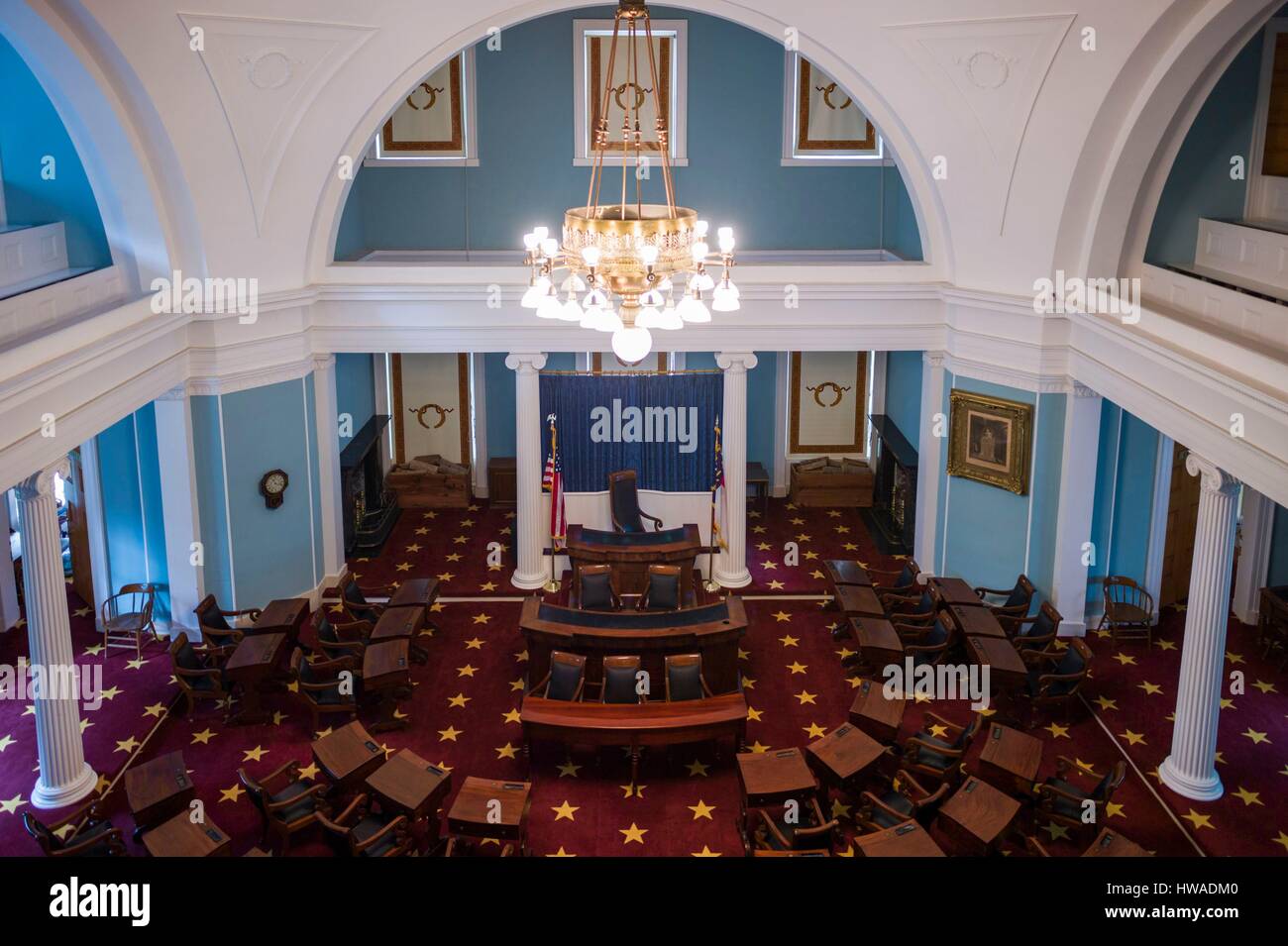 États-unis, Caroline du Nord, Raleigh, North Carolina State Capitol, 19e siècle salle du Sénat de l'État Banque D'Images