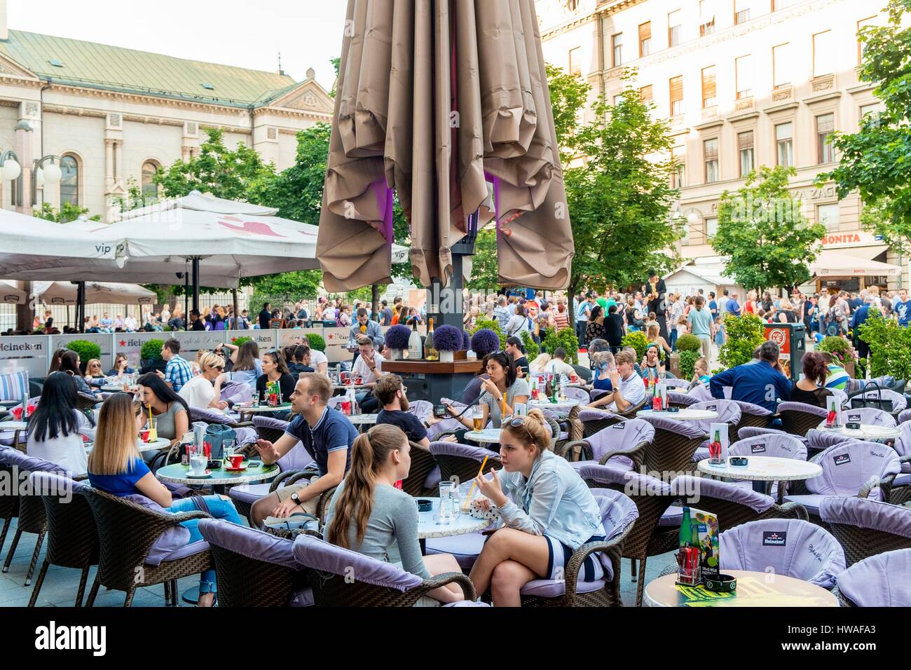 Croatie, Zagreb, place de la vieille ville Cvjetni trg Banque D'Images