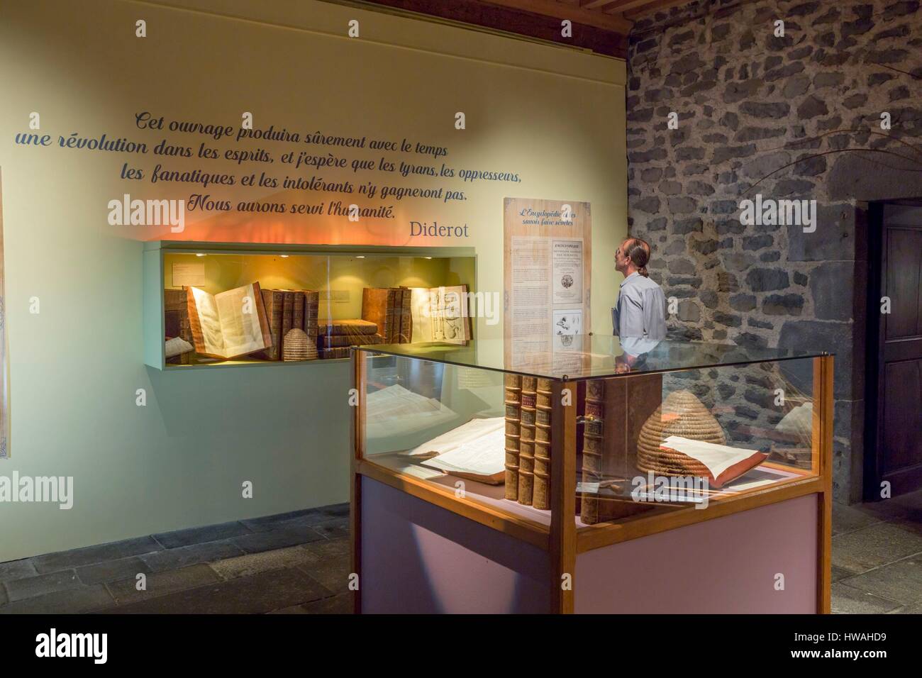 La France, Cantal, Saint Flour, Encyclopédie Diderot exposition Banque D'Images