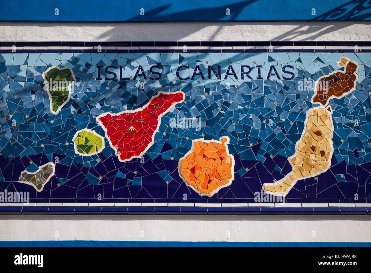 L'Espagne, Iles Canaries, Tenerife, Puerto de la Cruz, fresque avec Canaries site Banque D'Images
