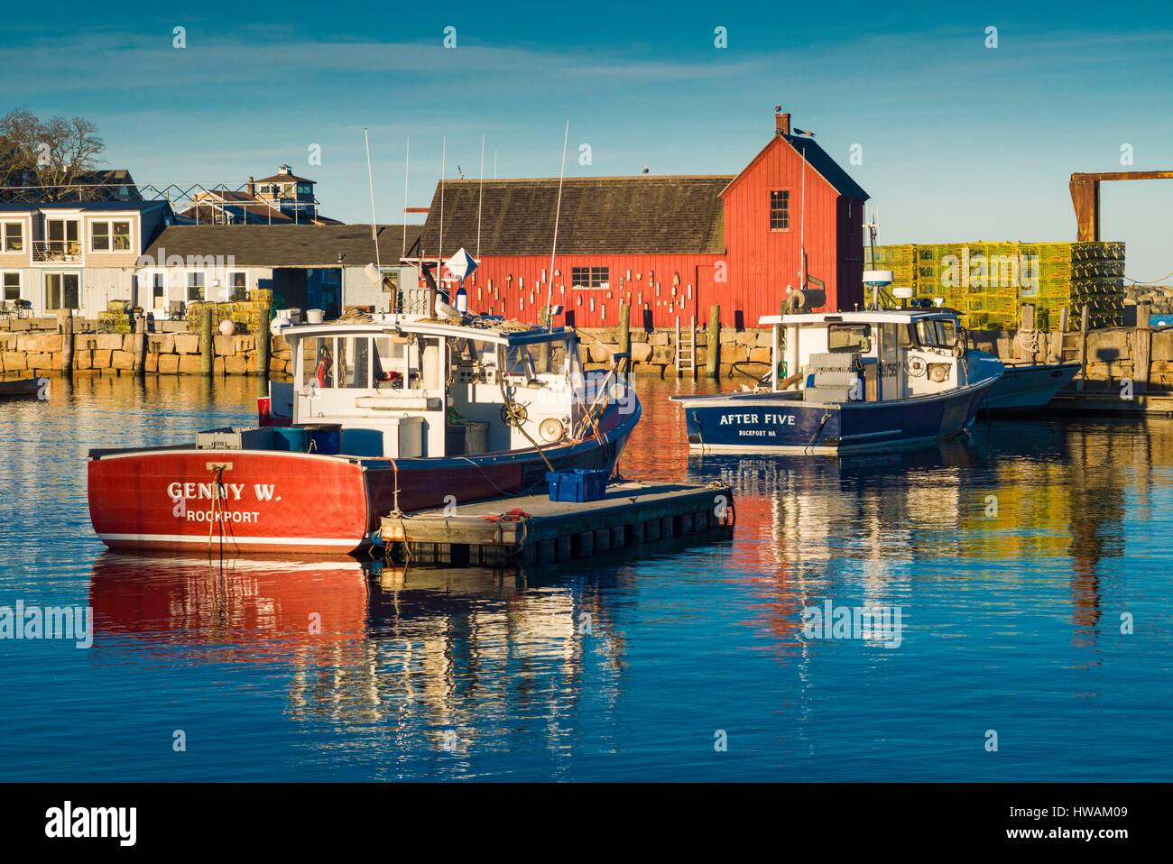 United States, Massachusetts, Cape Ann, Rockport, Rockport Harbor et Motif Numéro Un Banque D'Images