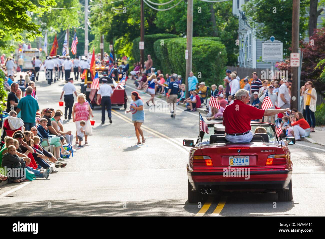 United States, Massachusetts, Cape Ann, Rockport, quatrième de juillet Parade, VIP convertable Banque D'Images