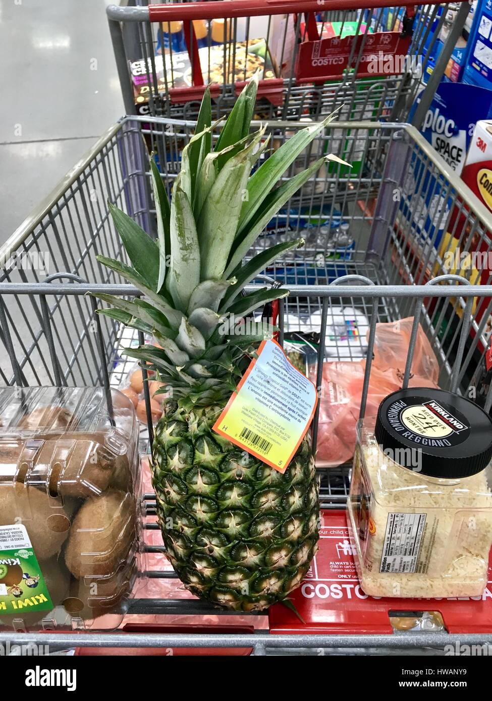 Panier d'épicerie rempli d'épicerie chez Costco Photo Stock - Alamy