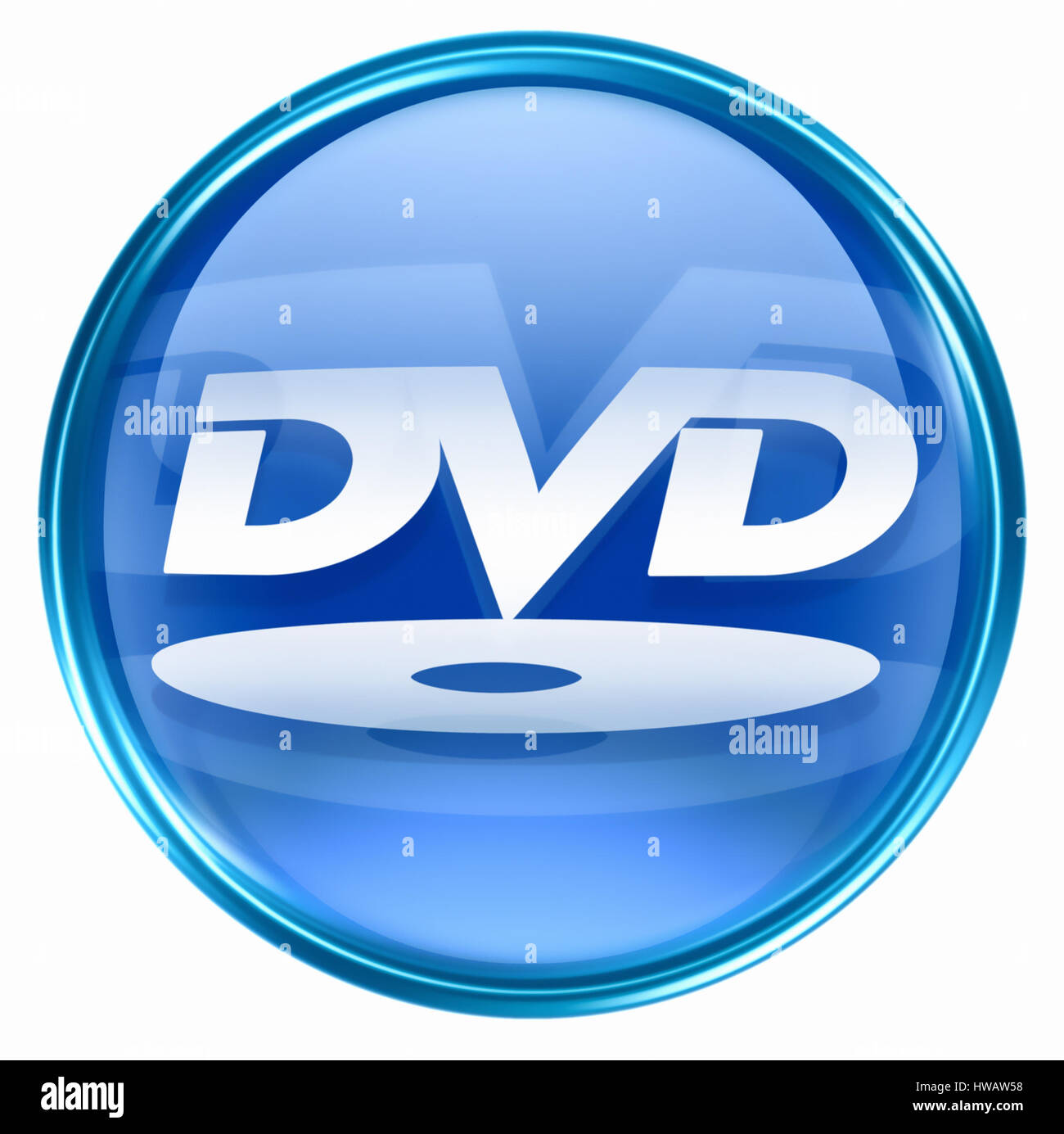 L'icône DVD bleu, isolé sur fond blanc Photo Stock - Alamy