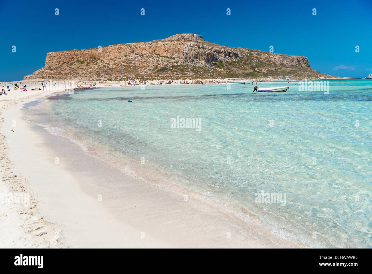 Belle plage de sable de gramvousa au lagon de balos, l'ouest de la Crète, Grèce Banque D'Images