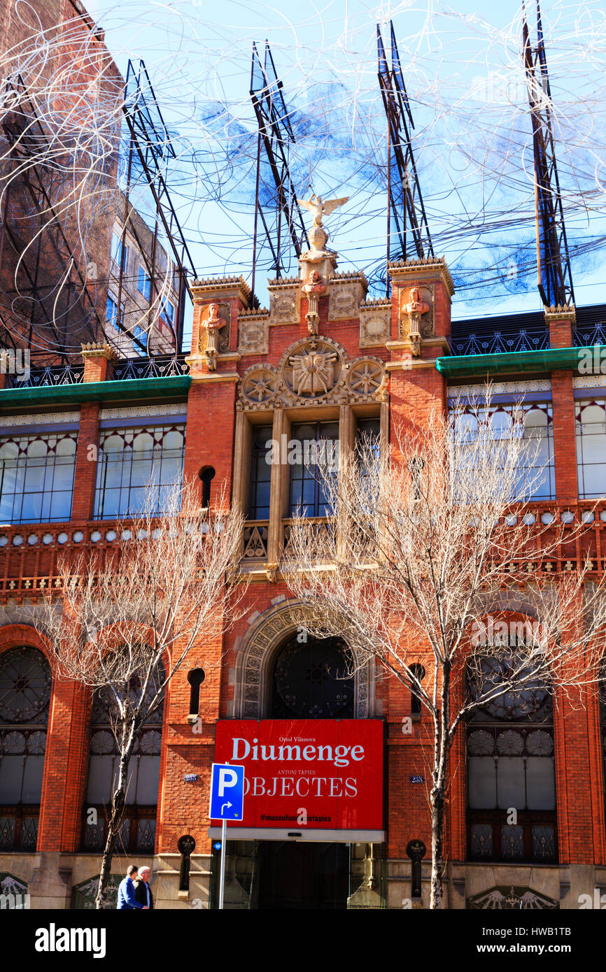 Fundació Antoni Tàpies musée, l'Eixample à Barcelone, Catalogne, Espagne Banque D'Images