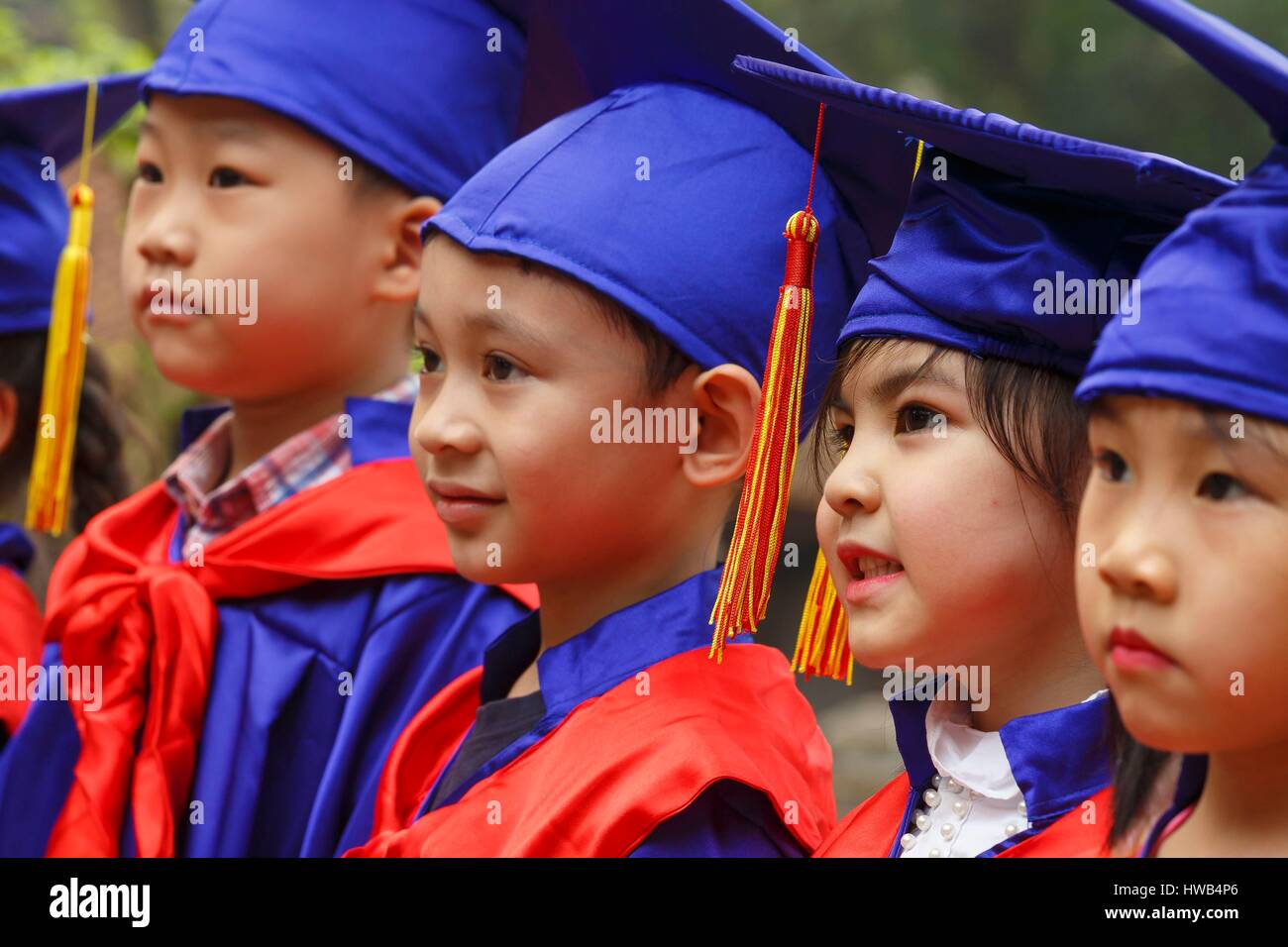 Vietnam, Hanoi Hanoi, Province, les élèves visitant le Temple de Littérature Banque D'Images