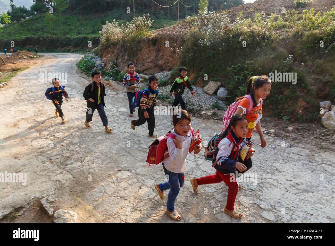 Vietnam, Ha Giang Province, Dong Van, pour les enfants venant de l'école Banque D'Images
