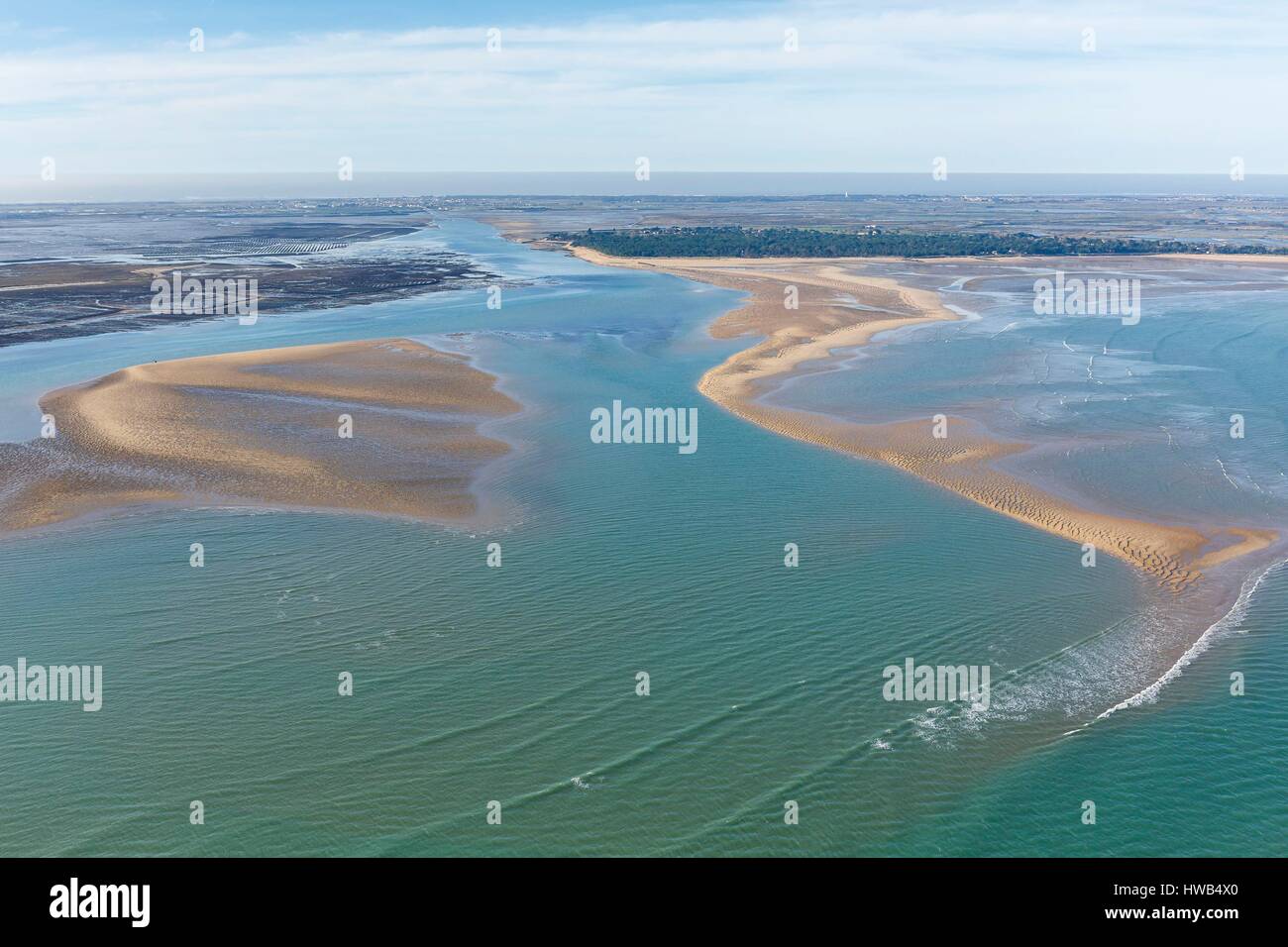 France, Charente Maritime, ile de Re, Les portes en Ré, de la Pointe du  Fier, banc de Bucheron (vue aérienne Photo Stock - Alamy