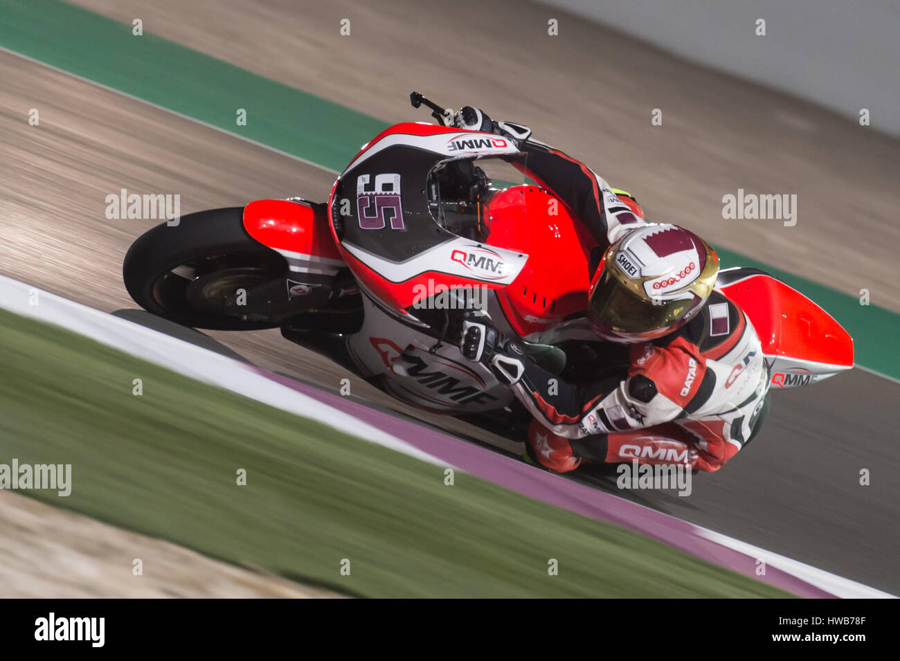 Le circuit de Losail, au Qatar. 18 mars, 2017. Mashel Al Naimi qui ridesSPEED pour QMMF Racing jusqu'au cours de l'Qatar Moto 2 Moto et 3 test d'hiver au Circuit International de Losail. (C) Tom Morgan / Alamy Live News Banque D'Images