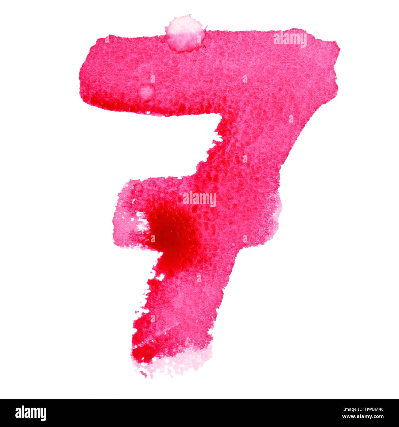 Chiffres sur l'Aquarelle isolé sur fond blanc Banque D'Images