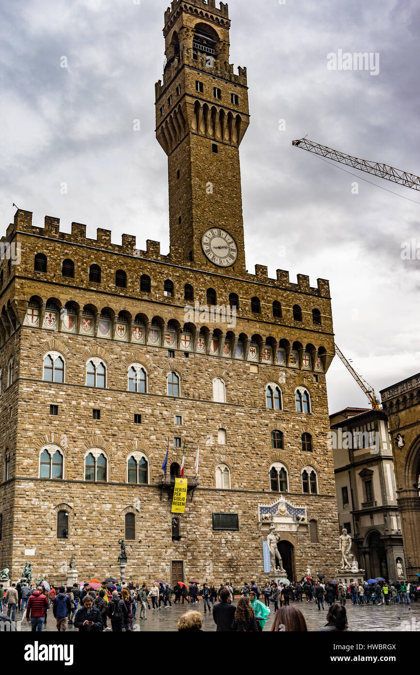 Tour d'Arnolfo du Palazzo Vecchio à Florence, Italie. Banque D'Images