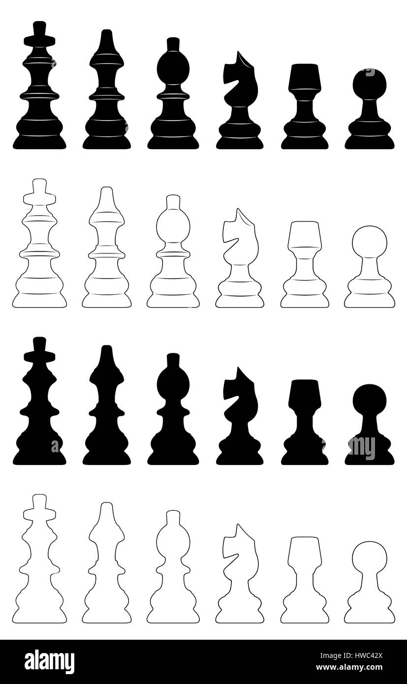 Ensemble de pièces d'échecs isolated on white Banque D'Images