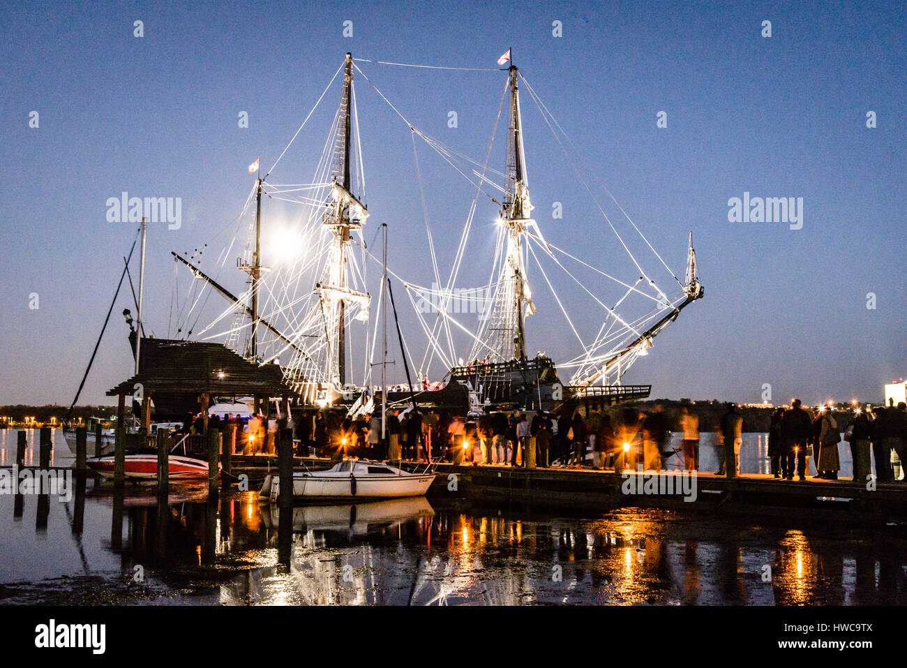 Andalousie El Galeón, réplique galion espagnol du 16ème siècle, la ville de Plaisance, Alexandria, Virginia Banque D'Images