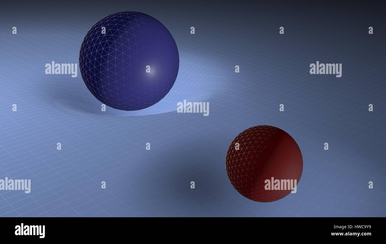 Modèle de gravité des planètes et espace courbe - 3D Rendering Banque D'Images