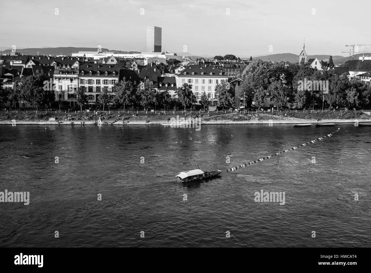 Bâle, Suisse, rivière ferry Banque D'Images