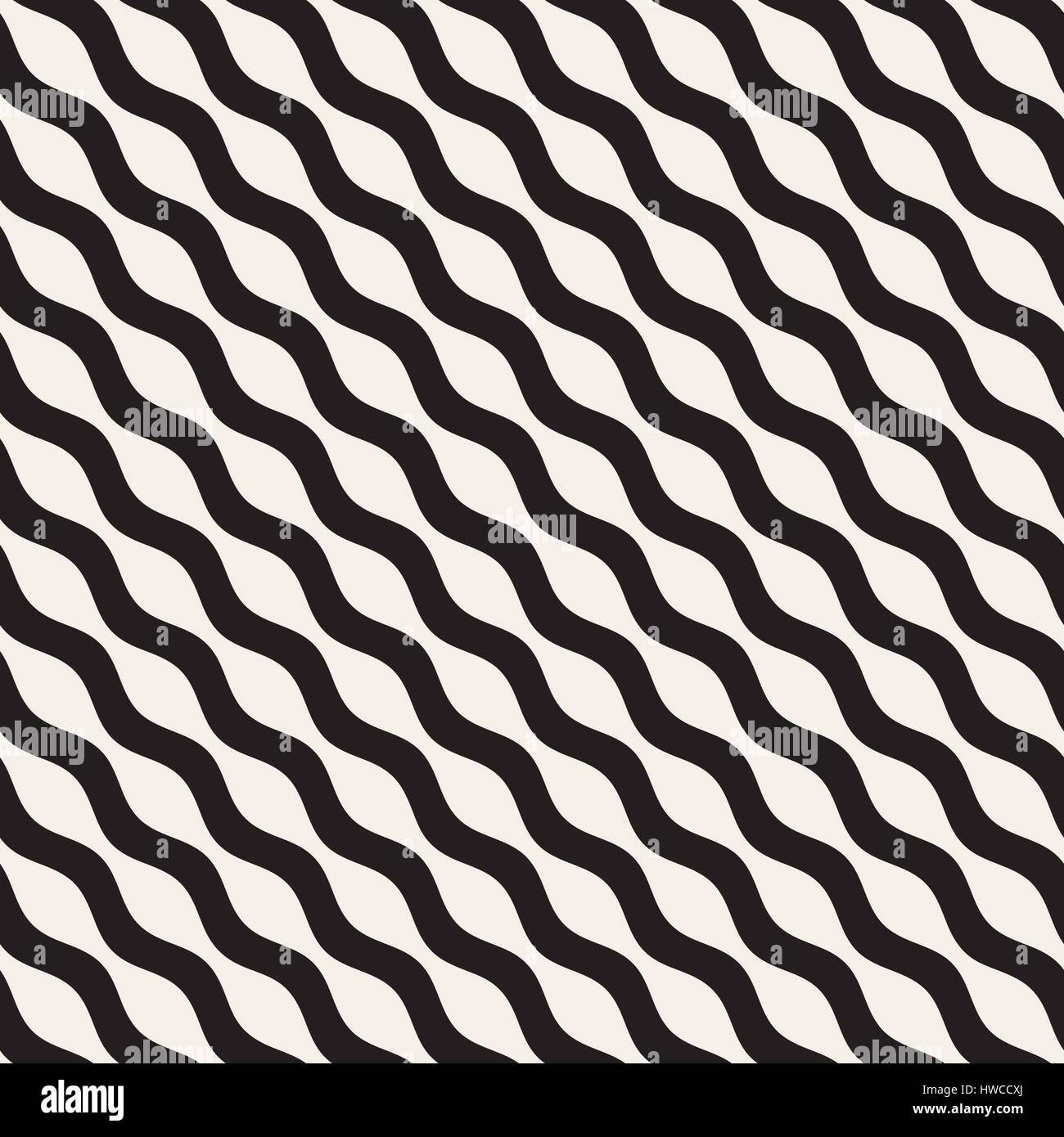 Lignes d'ondulation ondulée. Seamless Vector motif en noir et blanc. Illustration de Vecteur