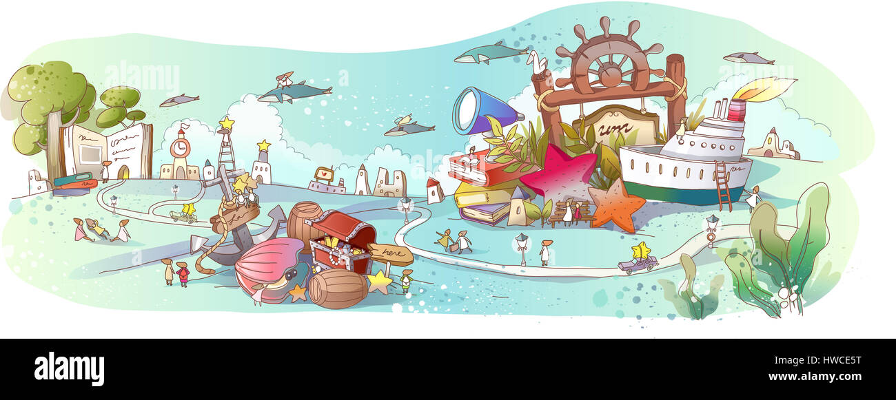 L'ANCRE,animal,thèmes,jumelles,bizarre,livre,bâtiment structure bâtie, voiture, tour de l'horloge,image,couleur,concept,créativité,dolphin drum,vue avant,humour,horizontal,idées,illustration et peinture,illustration,technique,bijoux boîte de bijoux,bain,phare,vie,medium Banque D'Images