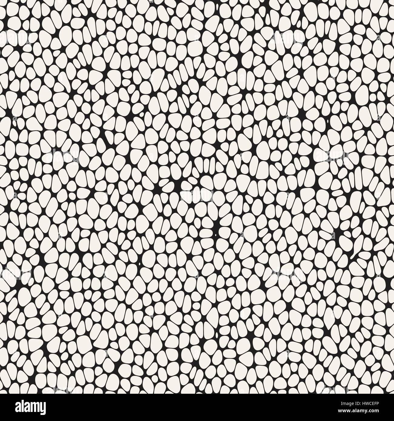 Des formes arrondies irrégulières organique fatras. Seamless Vector motif en noir et blanc Illustration de Vecteur