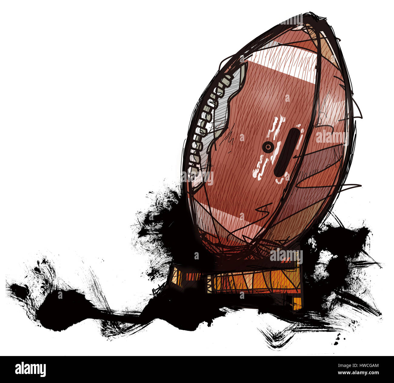 Le football américain,Animaux,image,couleur,concepts créativité création numérique,image,idées,horizontal,illustration et peinture,illustration technique,cuir,pas de gens,couture,ovale,forme,objet unique,sport,sports Banque D'Images